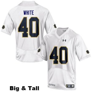 Notre Dame Fighting Irish Men's Drew White #40 White Under Armour Authentic Stitched Big & Tall College NCAA Football Jersey JFI5499OX